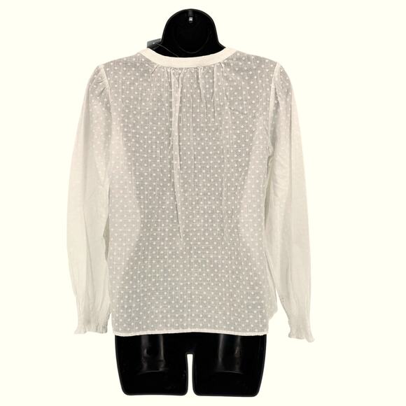 Nw Loft Blouse Top SP Small Petite Swiss Dot Long Sleeve Semi Sheer Peasant Boho - Picture 6 of 8